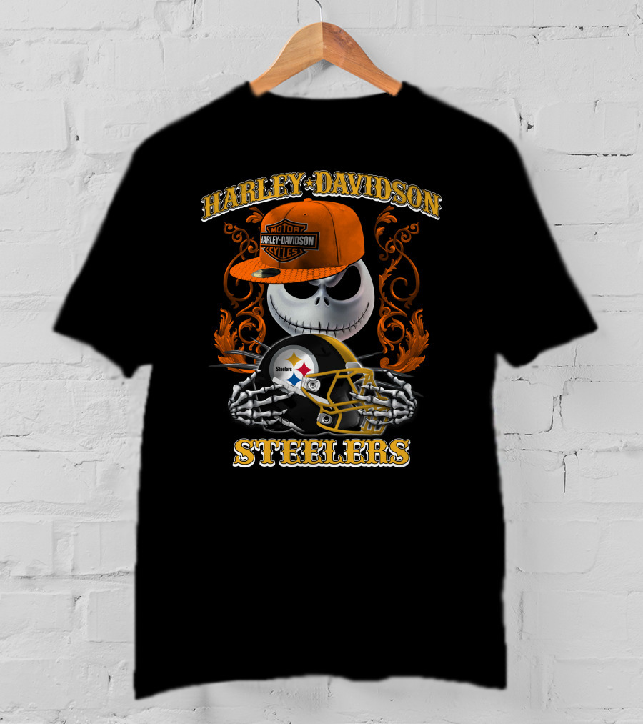 Harley Davidson Motor Cycles Steelers Jack Skellington T-Shirt