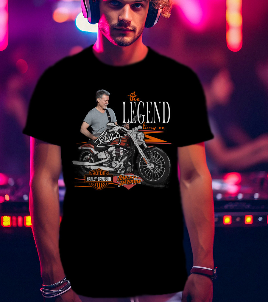 The Legend Lives On Eddie Van Halen Harley Davidson T-Shirt