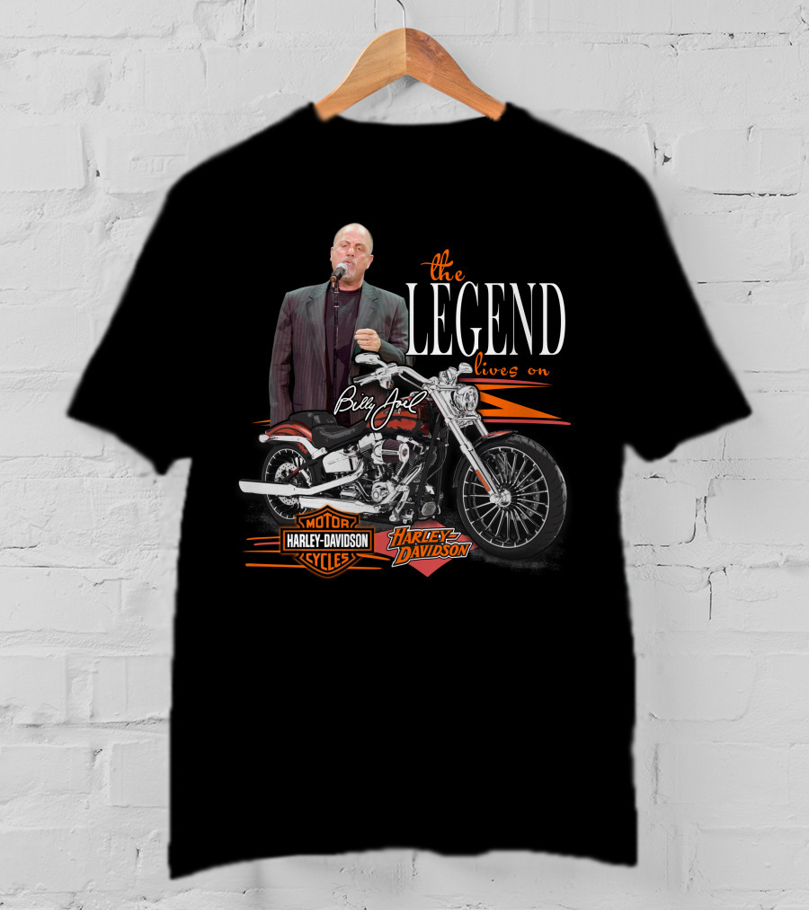 Billy Joel The Legend Lives On Harley Davidson Motorcycle T-Shirt