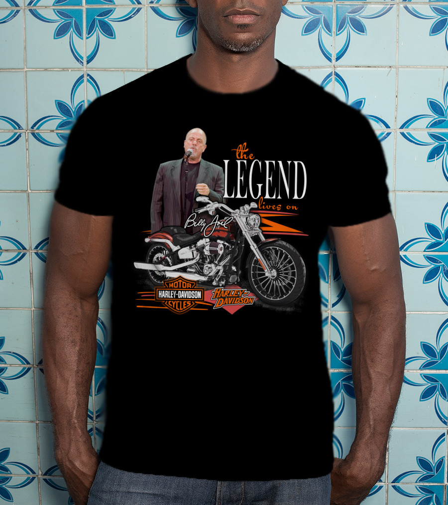 Billy Joel The Legend Lives On Harley Davidson Motorcycle T-Shirt