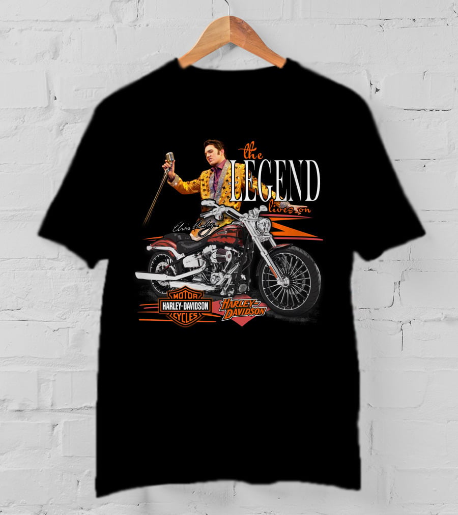 Elvis Presley The Legend Lives On Harley Davidson Motorcycle T-Shirt