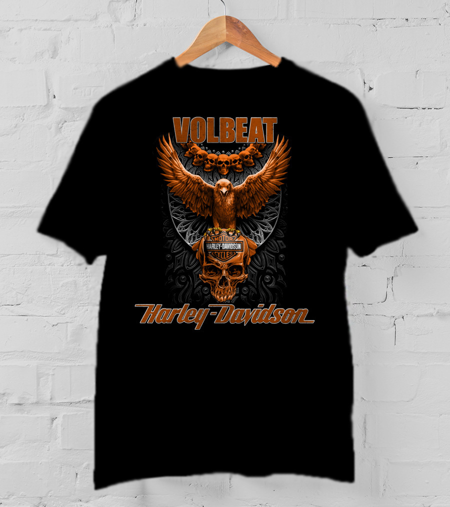 Volbeat Harley Davidson Eagle And Skulls T-Shirt