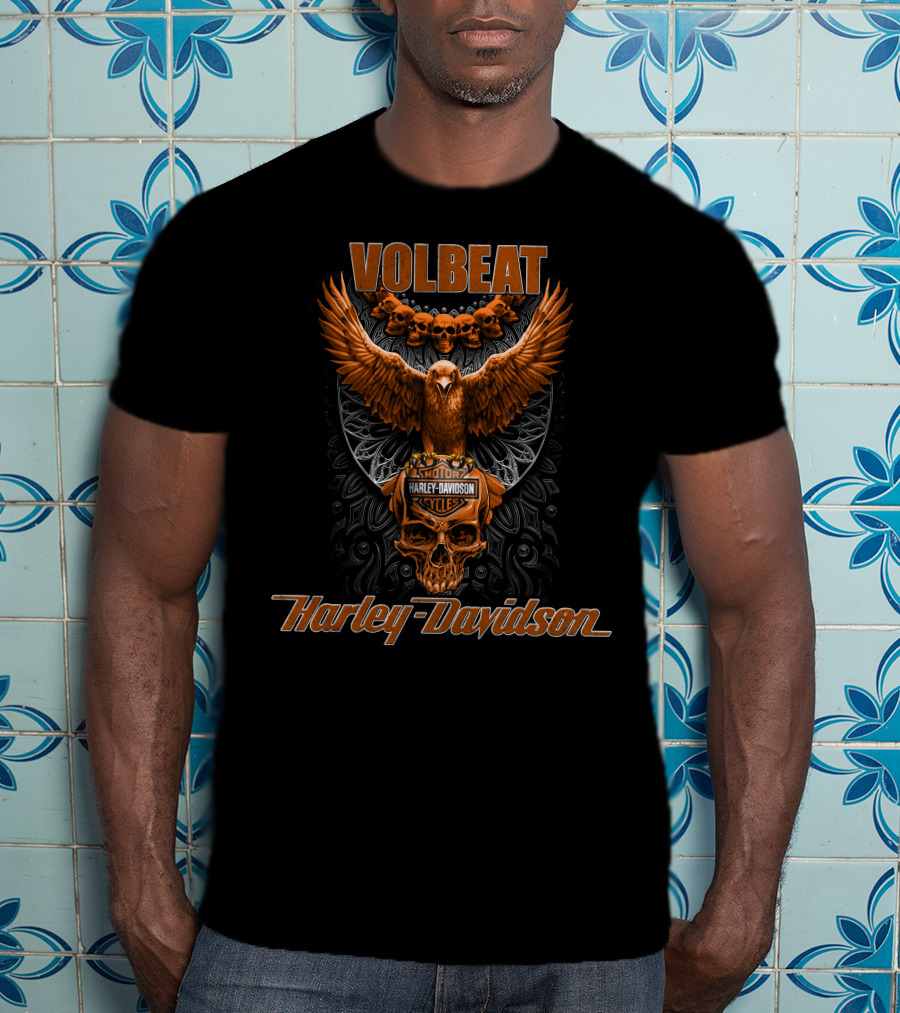 Volbeat Harley Davidson Eagle And Skulls T-Shirt