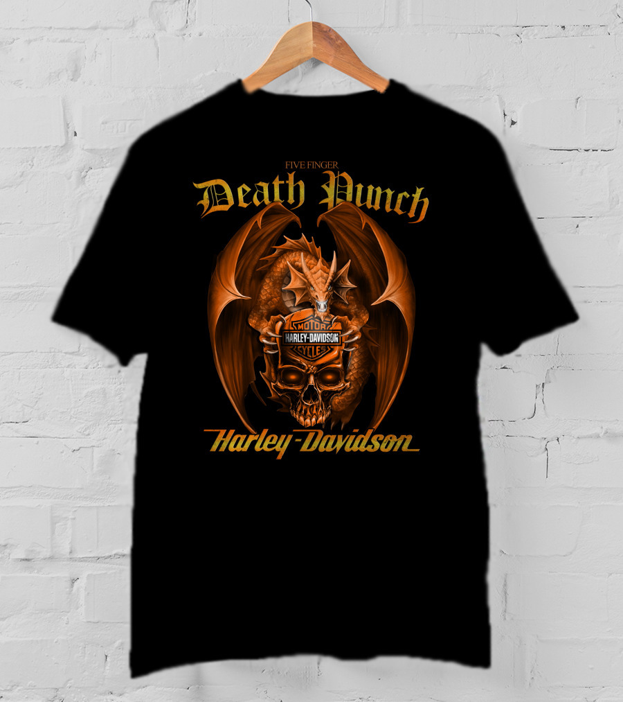 Five Finger Death Punch Harley Davidson Dragon Skull T-Shirt