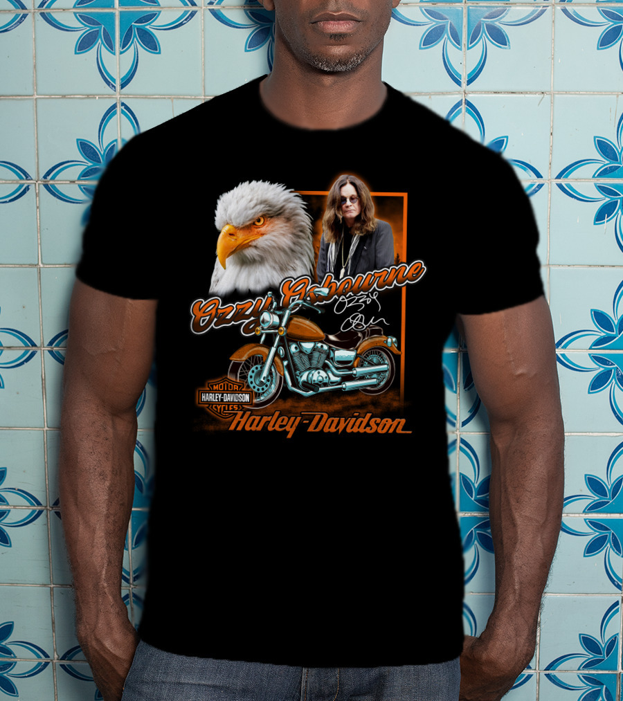 Ozzy Osbourne Harley Davidson Motorcycles Eagle And Motorcycle T-Shirt