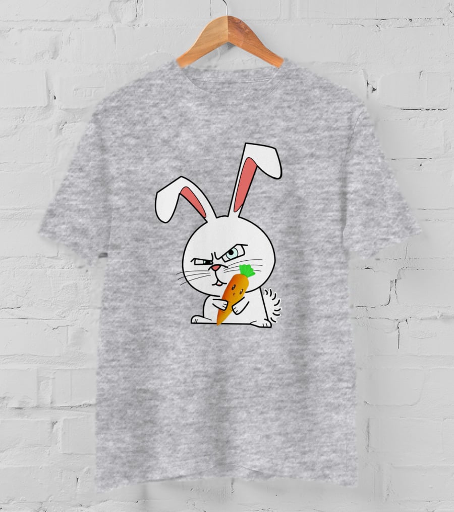 Rabbit Cool Angry Bunny Holding Carrot T-Shirt