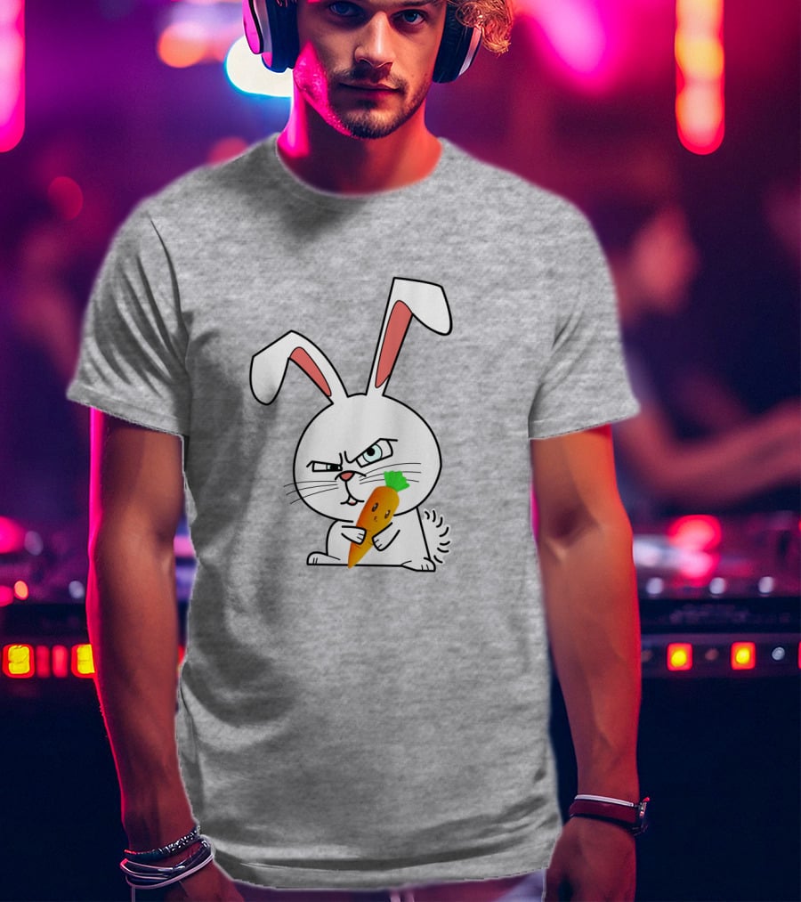 Rabbit Cool Angry Bunny Holding Carrot T-Shirt
