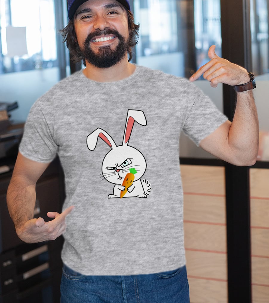 Rabbit Cool Angry Bunny Holding Carrot T-Shirt