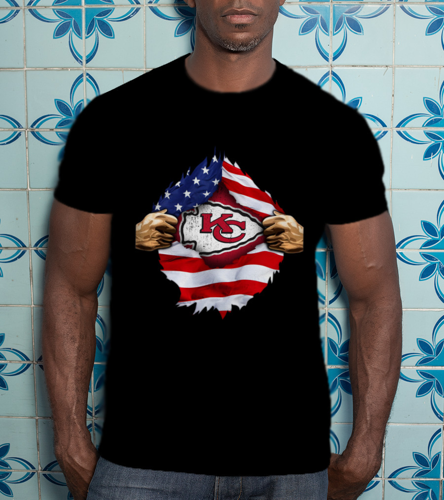 Kansas City Chiefs American Flag Emblem T-Shirt