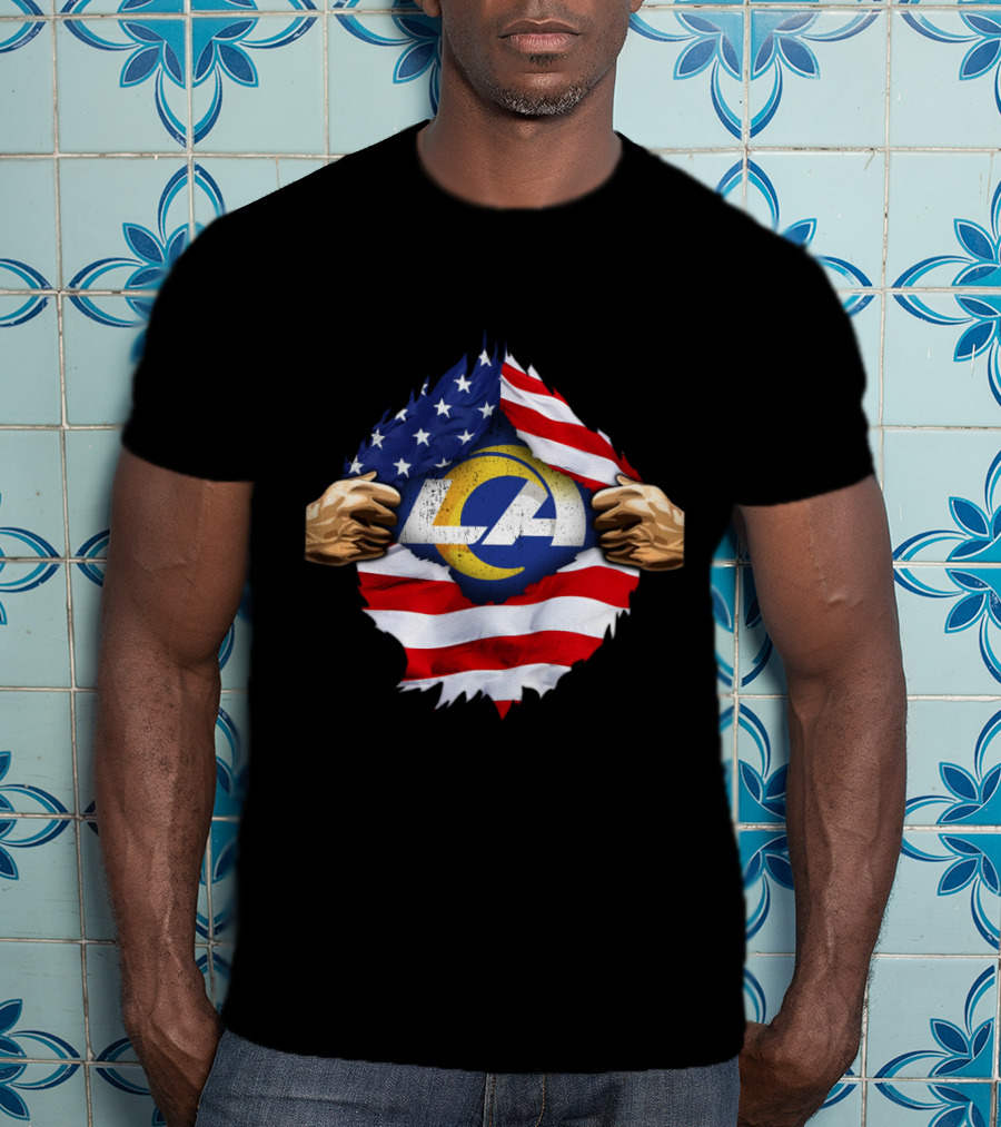 LA Rams American Flag Tear T-Shirt