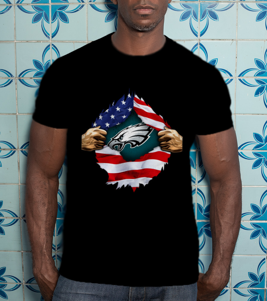 Philadelphia Eagles American Flag Rip T-Shirt