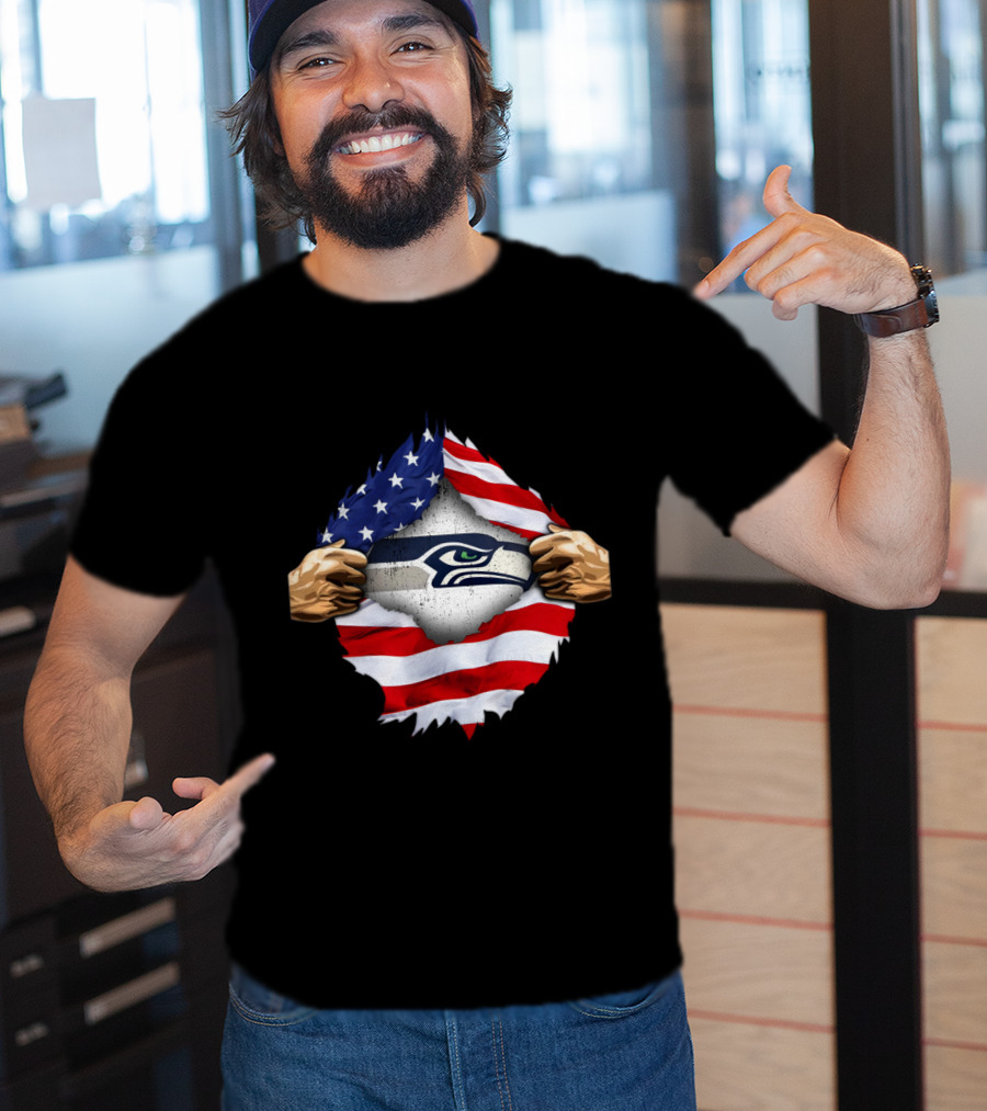 Seattle Seahawks American Flag Pride T-Shirt