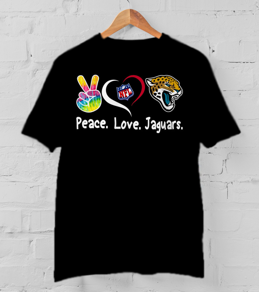 NFL Peace Love Jaguars Logo T-Shirt