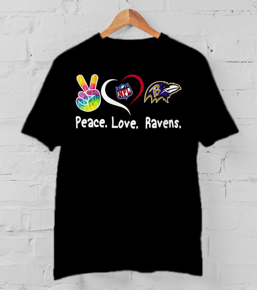 Peace Love NFL Baltimore Ravens T-Shirt