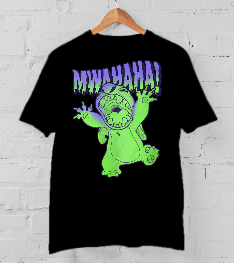 Disney Stitch Halloween Mwahaha Green Glow T-Shirt