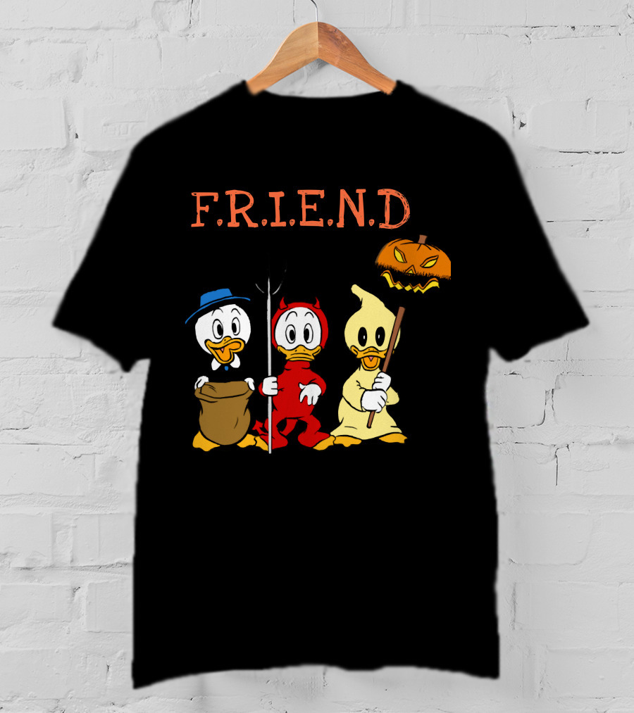 Disney Donald Duck Halloween F.R.I.E.N.D Ghost Devil Pumpkin T-Shirt