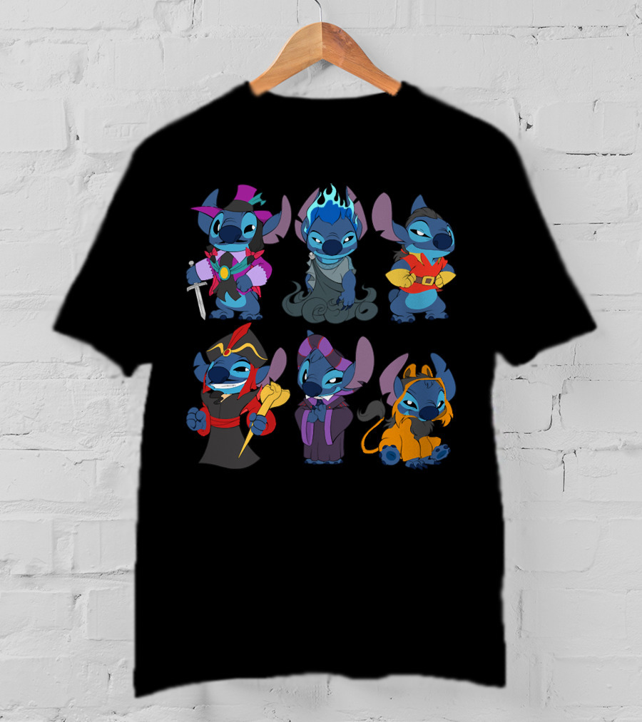 Halloween Time Stitch In Disney Villain Costumes T-Shirt