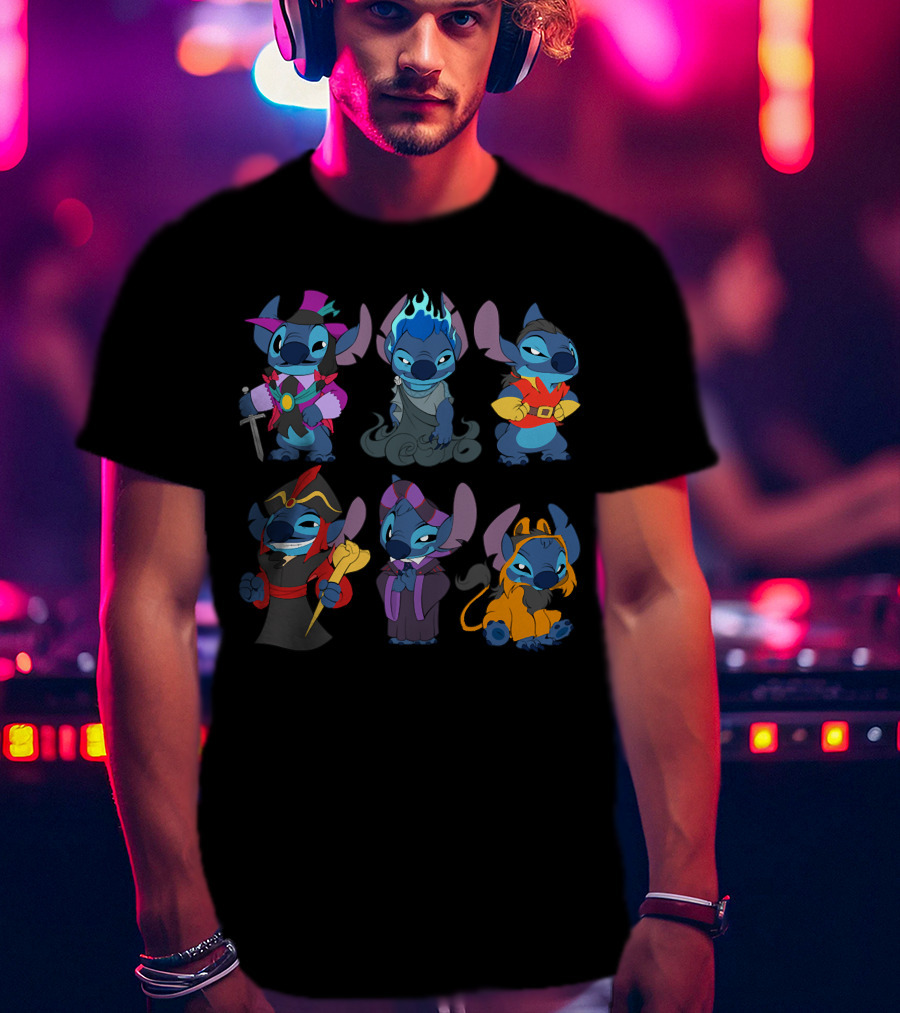 Halloween Time Stitch In Disney Villain Costumes T-Shirt