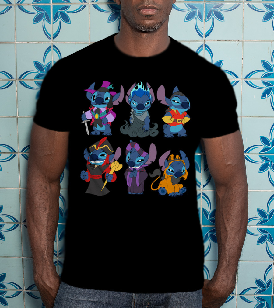 Halloween Time Stitch In Disney Villain Costumes T-Shirt