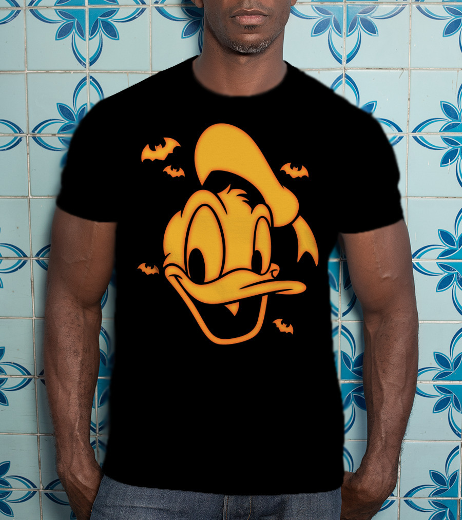 Halloween Donald Duck Carving With Bats T-Shirt