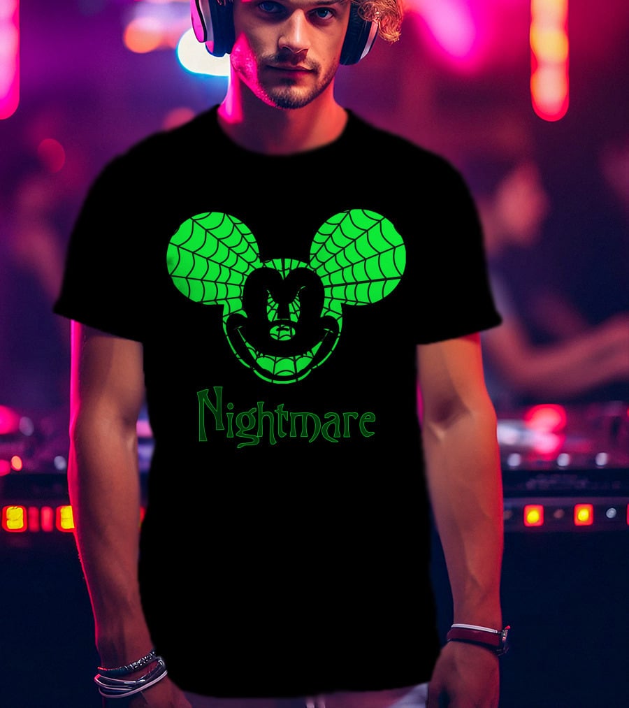 Nightmare Web Pattern Icon With Mouse Ears T-Shirt