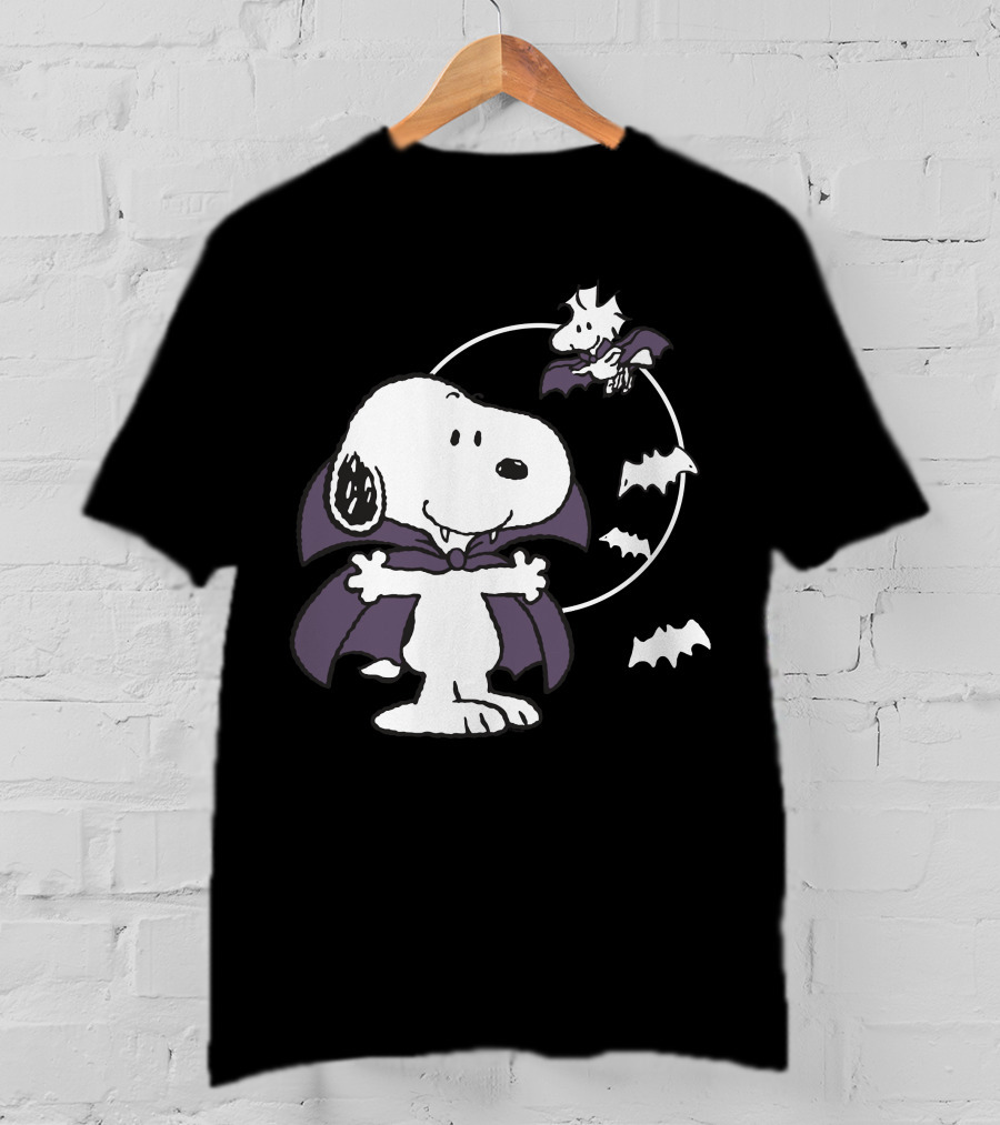 Snoopy Halloween Vampire With Flying Bats T-Shirt