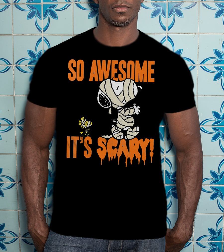 So Awesome It's Scary Halloween Snoopy Mummy T-Shirt