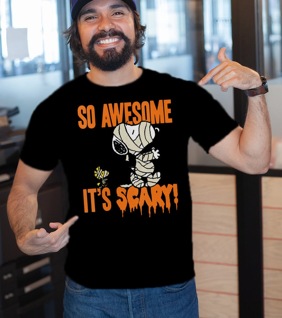 So Awesome It's Scary Halloween Snoopy Mummy T-Shirt