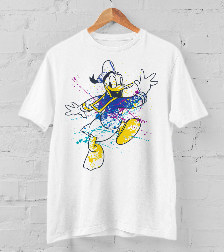 Disney Donald Duck Colorful Paint Splatter T-Shirt