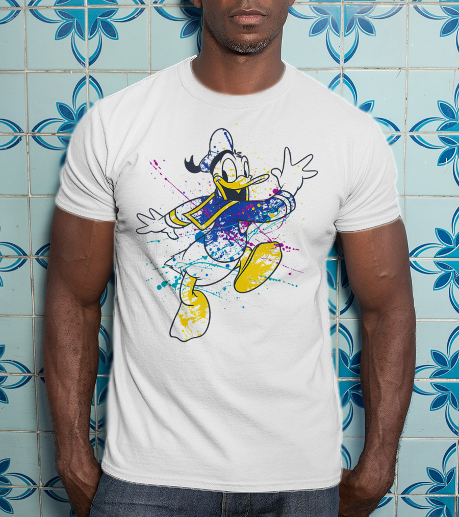 Disney Donald Duck Colorful Paint Splatter T-Shirt