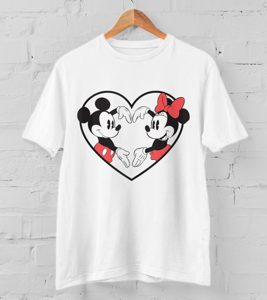 Mickey Minnie Heart Hands Love Gesture Iconic Couple T-Shirt