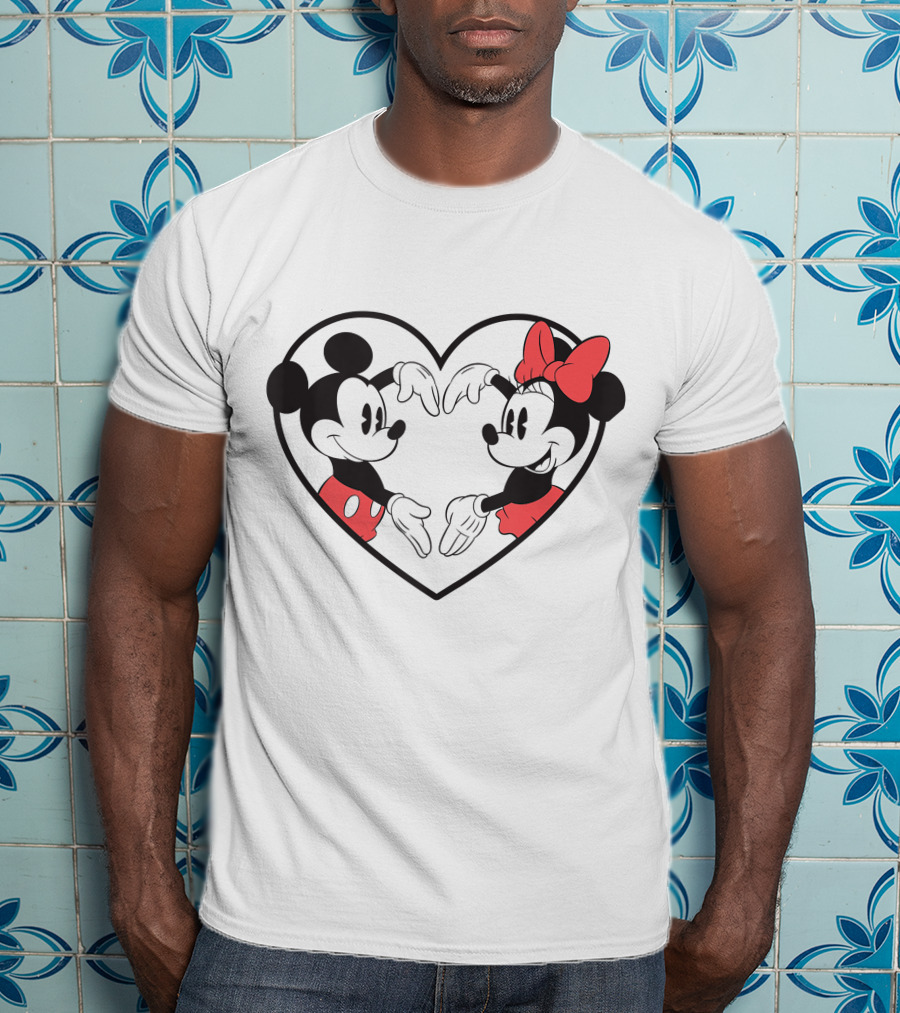 Mickey Minnie Heart Hands Love Gesture Iconic Couple T-Shirt