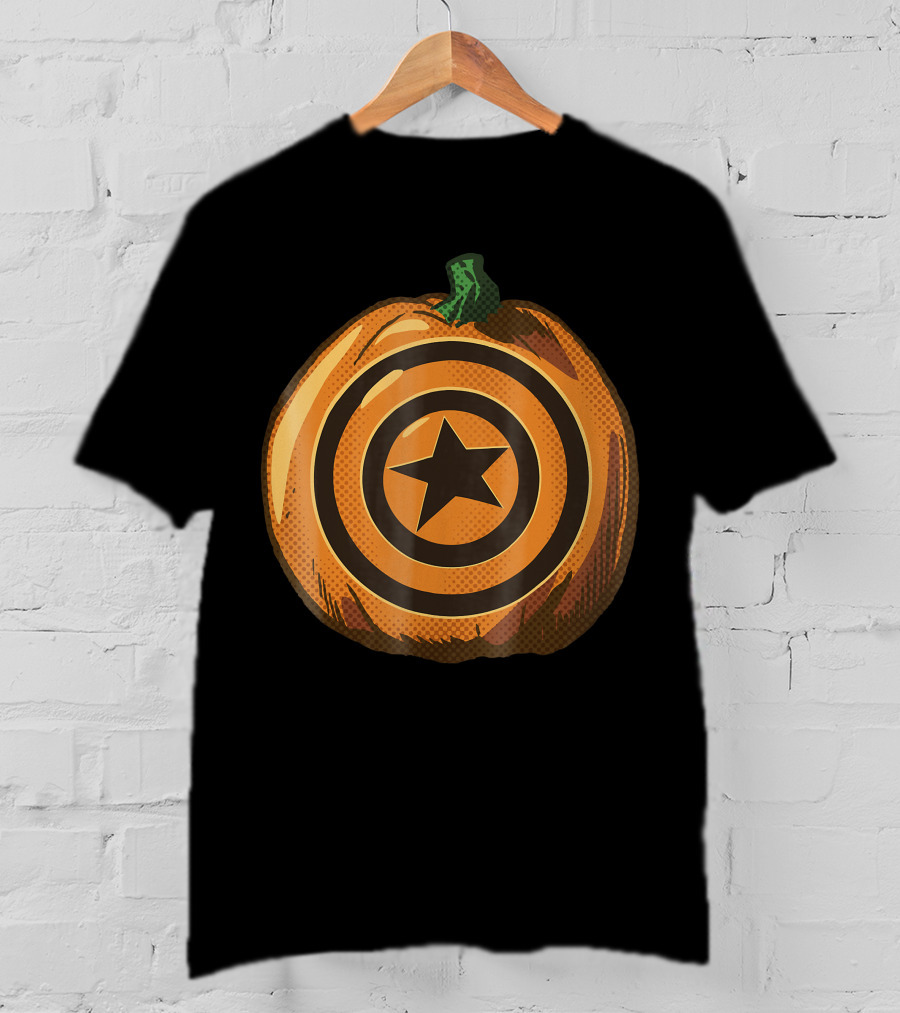 Capt America Shield Pumpkin Halloween T-Shirt