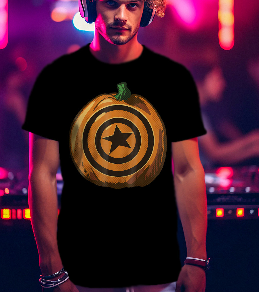 Capt America Shield Pumpkin Halloween T-Shirt