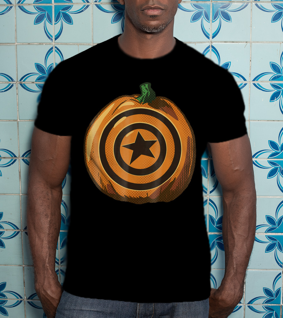 Capt America Shield Pumpkin Halloween T-Shirt