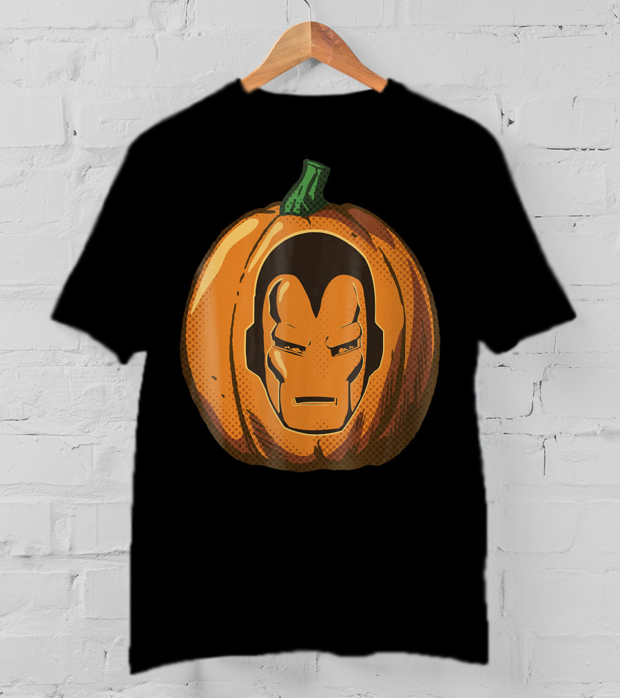 Iron Man Face Carved Halloween Pumpkin T-Shirt