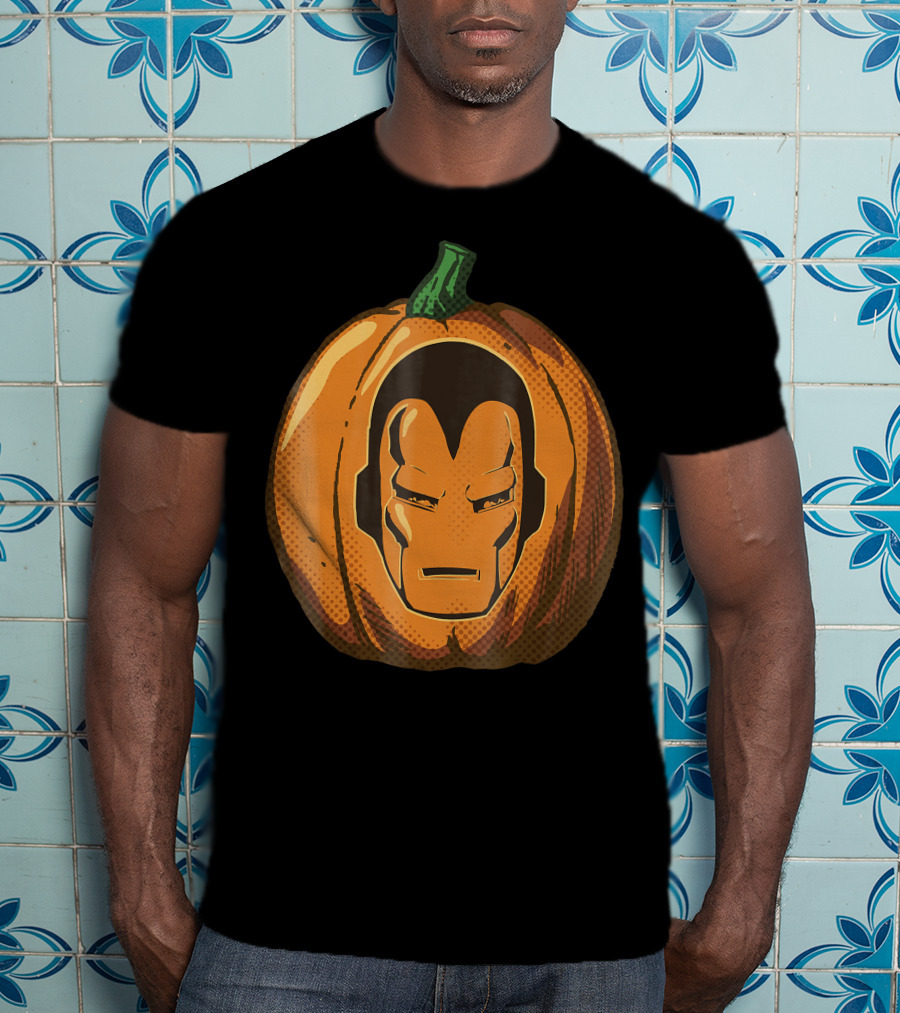 Iron Man Face Carved Halloween Pumpkin T-Shirt