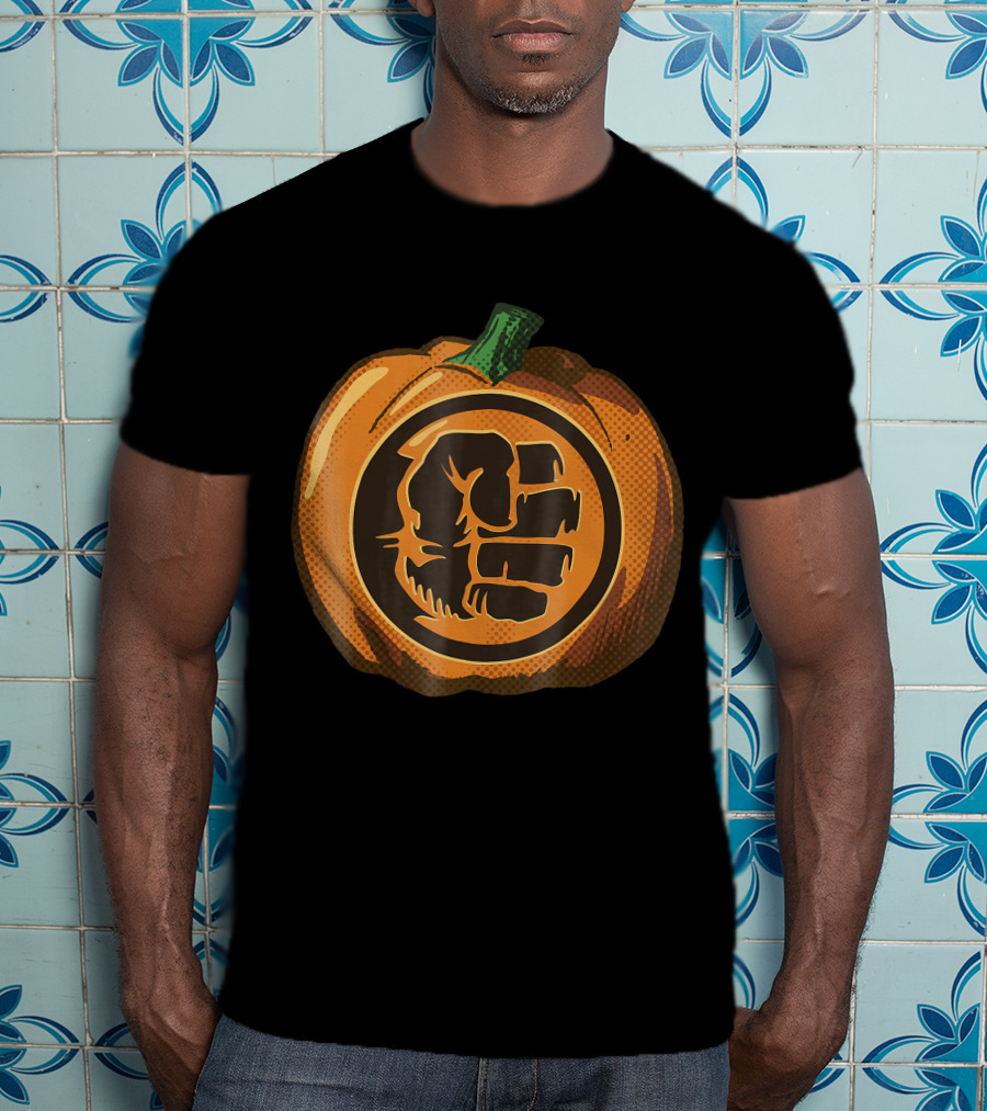 Hulk Fist Pumpkin Halloween Fusion In Comic T-Shirt