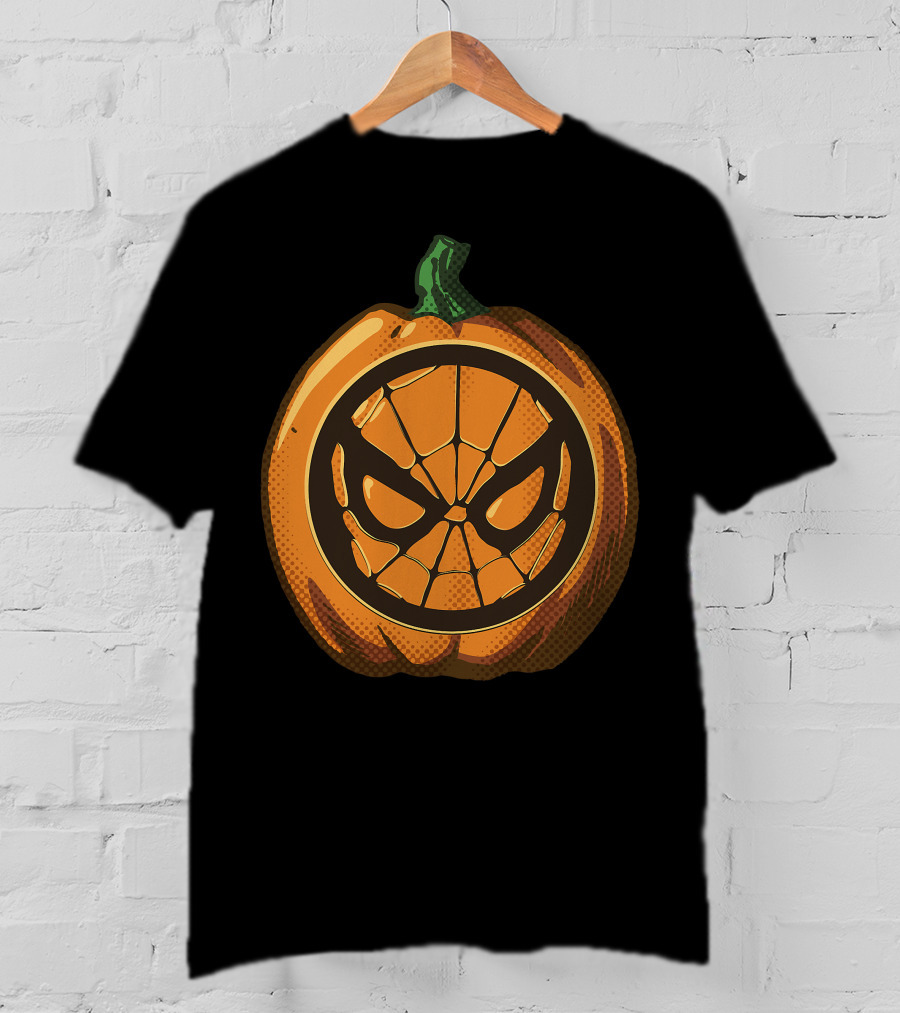 Spider Man Halloween Pumpkin Face Carving T-Shirt