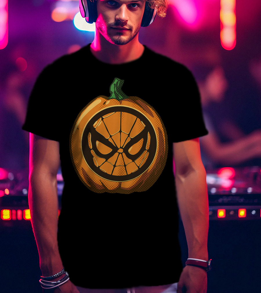 Spider Man Halloween Pumpkin Face Carving T-Shirt