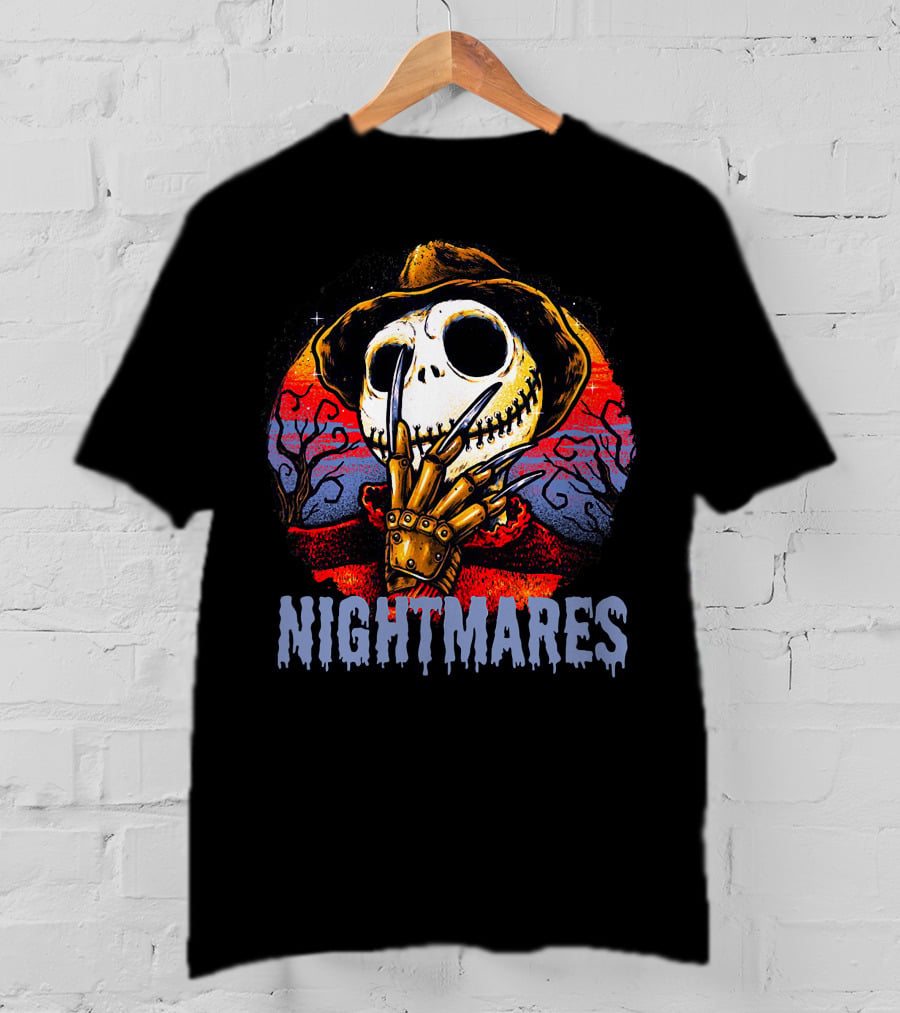 Nightmares Halloween Skull Claws Creepy Tree Sunset T-Shirt