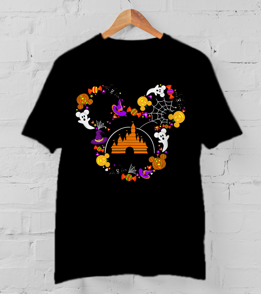 Halloween Witch Candy Ghost Castle Spooky Mouse Ears T-Shirt