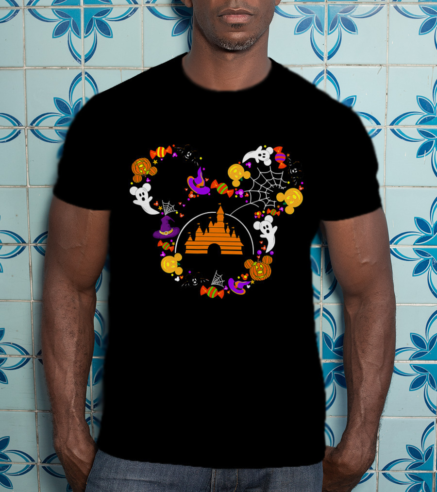 Halloween Witch Candy Ghost Castle Spooky Mouse Ears T-Shirt