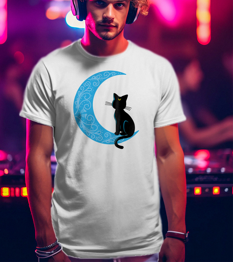 Black Cat Crescent Moon Sailor Guardian T-Shirt