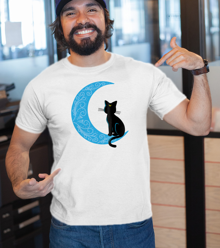 Black Cat Crescent Moon Sailor Guardian T-Shirt