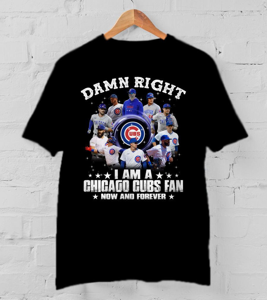Damn Right I Am A Chicago Cubs Fan Now And Forever Cubs Players T-Shirt