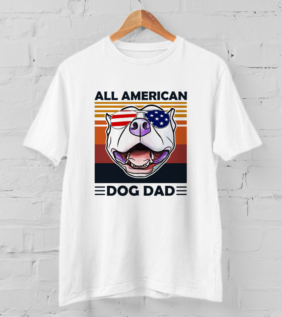 All American Dog Dad Patriotic Pitbull Eyewear T-Shirt