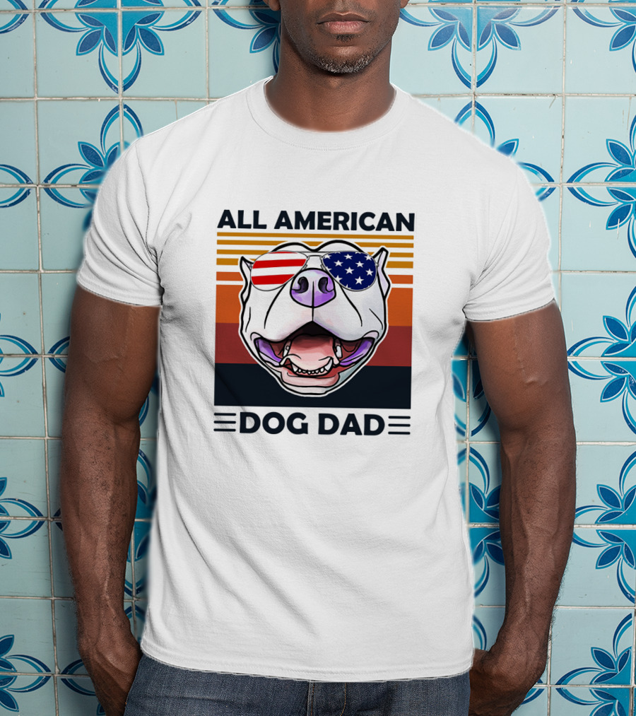 All American Dog Dad Patriotic Pitbull Eyewear T-Shirt