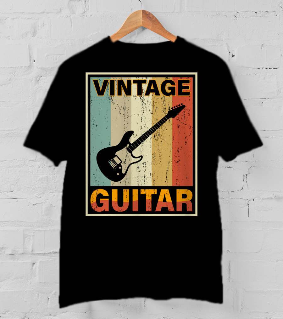 Vintage Guitar Retro Stripes Electric T-Shirt