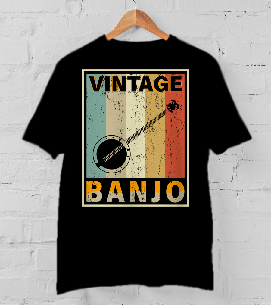 Vintage Banjo Retro Stripes T-Shirt